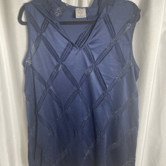 Alexa & Stella Women’s Plus Size 1X Blue Sleeveless Swim Cover Up Pullover - Picture 1 of 6